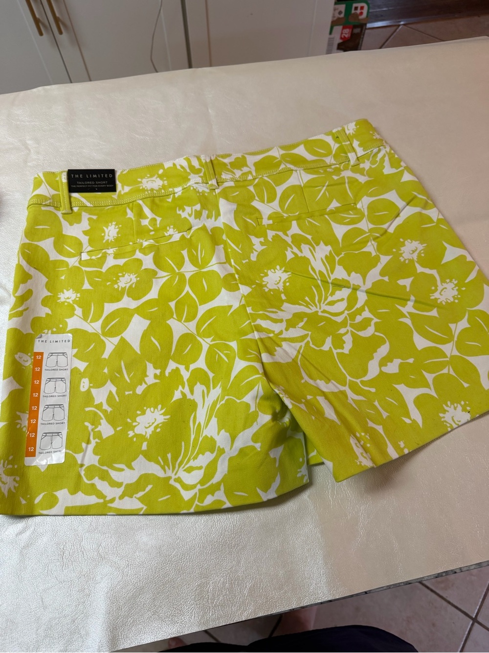 The Limited White and Lime Floral  Shorts - Picture 5 of 7